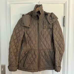 Burberry Brit Quilted Peplum Coat, tan / brown size XS.